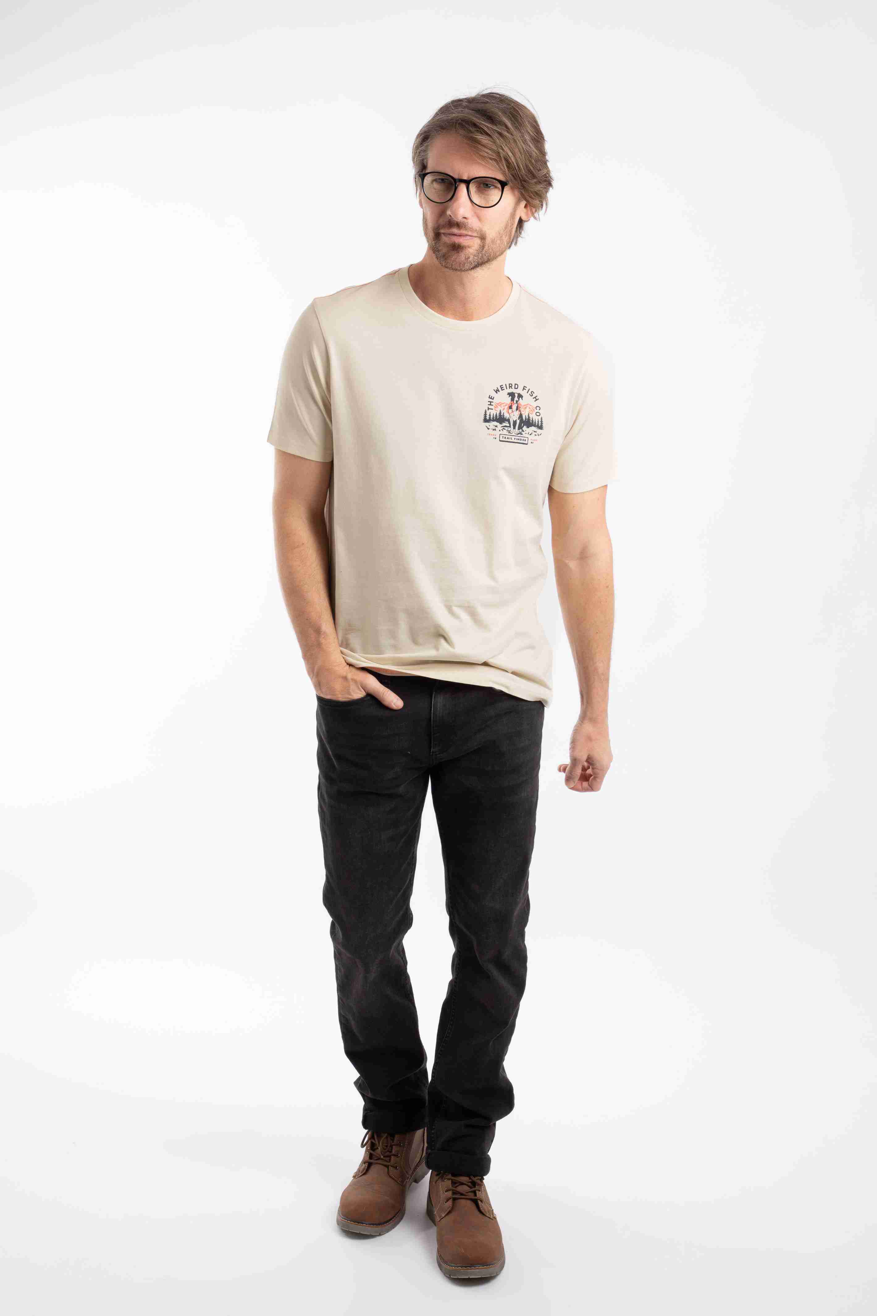 Dog Trails Back Print Graphic T-Shirt Egg Shell