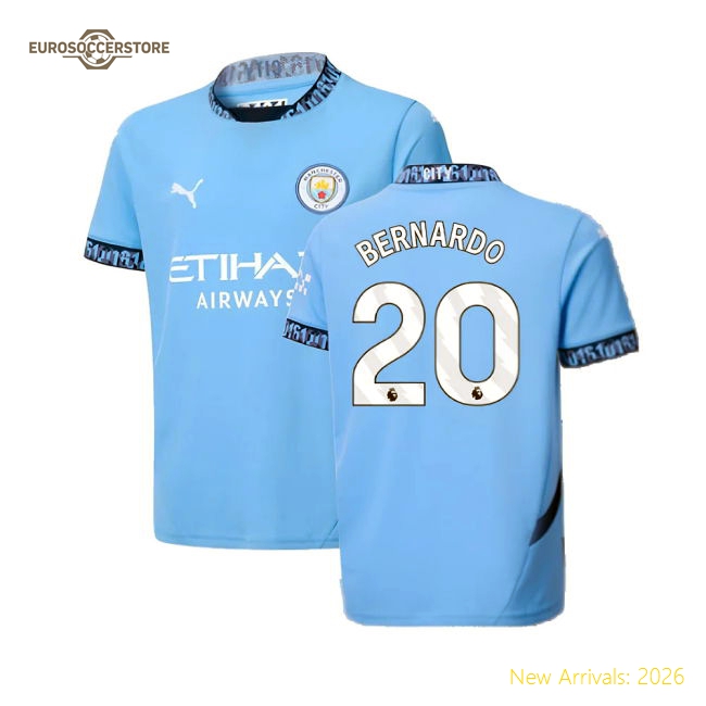 Man City Kids Durable Bernardo Jersey 2024-2025 Moisture-wicking