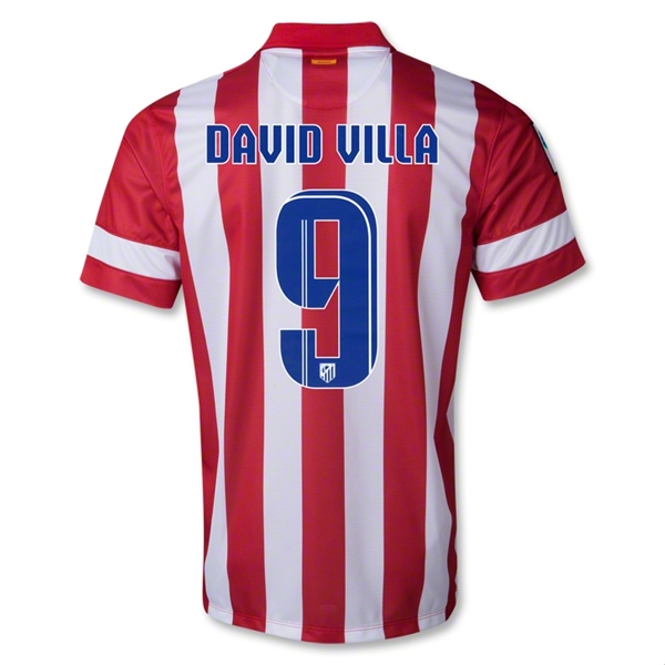 Comfort Fit 13-14 Atletico Madrid 9 David Villa Home Soccer Jersey