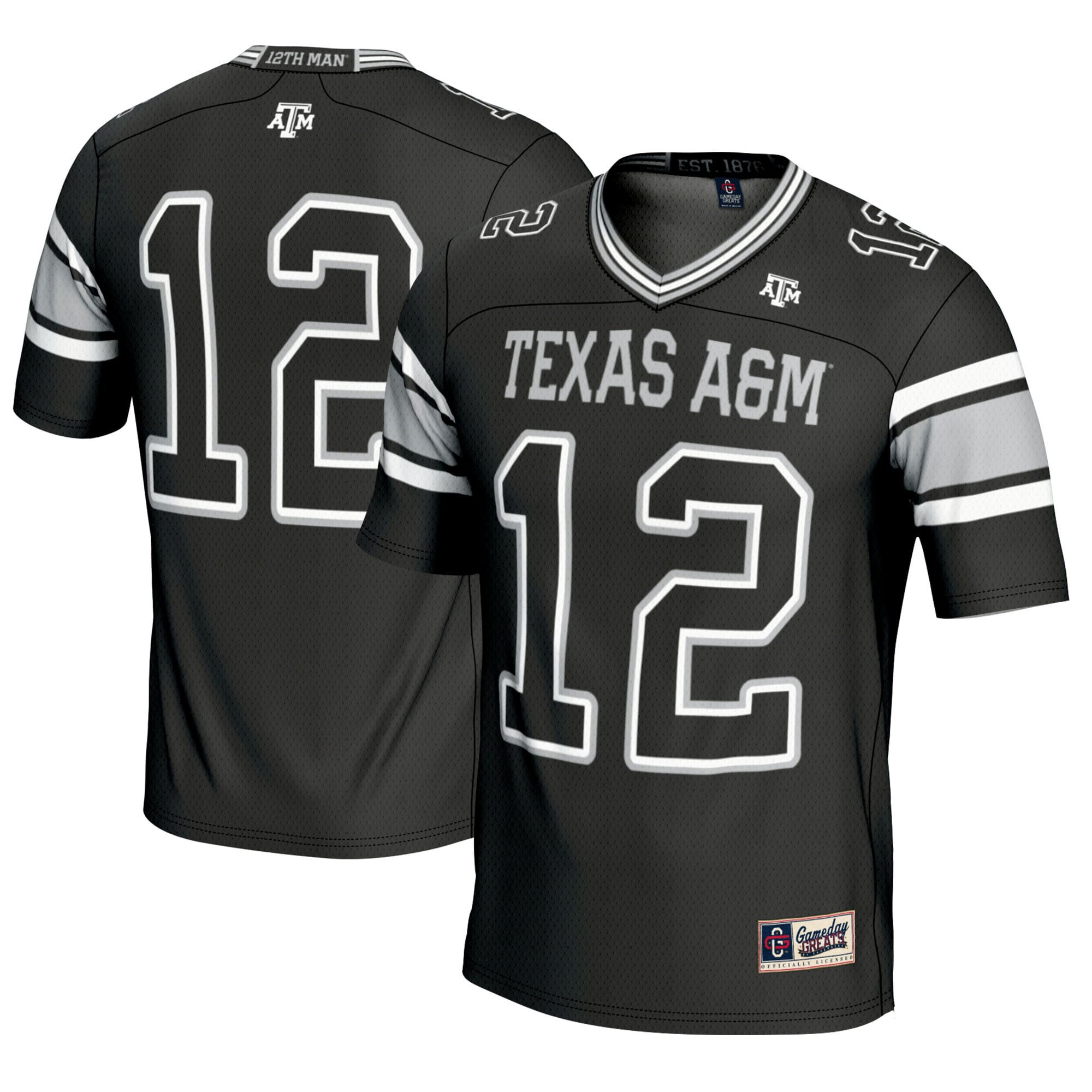 Youth #12 Black Texas A&M Aggies Football Lightweight Fashion Jersey