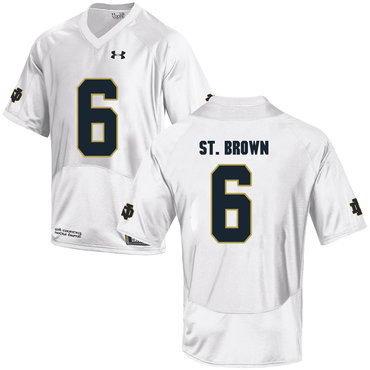 Men's ND Irish White 2024 high quality Equanimeous St #6 replica