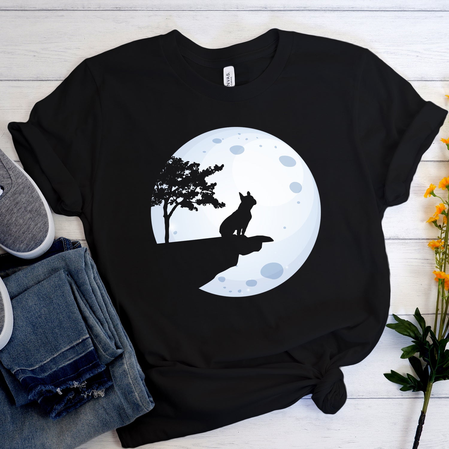 Frenchie In The Moon - Comfy Unisex T-shirt For Frenchie Fans