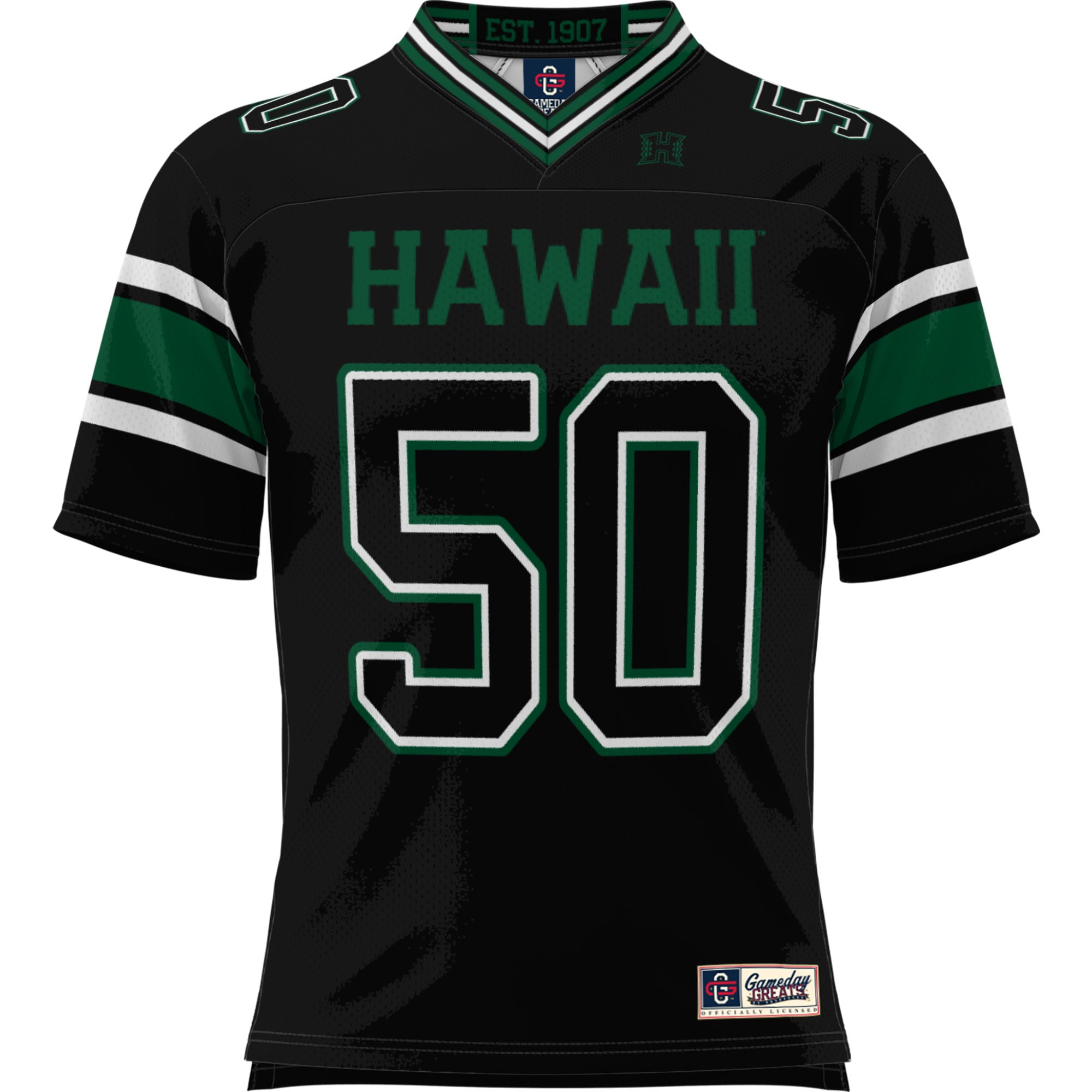 #50 Hawaii Rainbow Warriors GameDay Greats Youth Football Jersey - Black