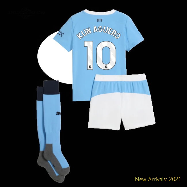 2025-2026 Man City Home Mini Kit (Kun Aguero 10)