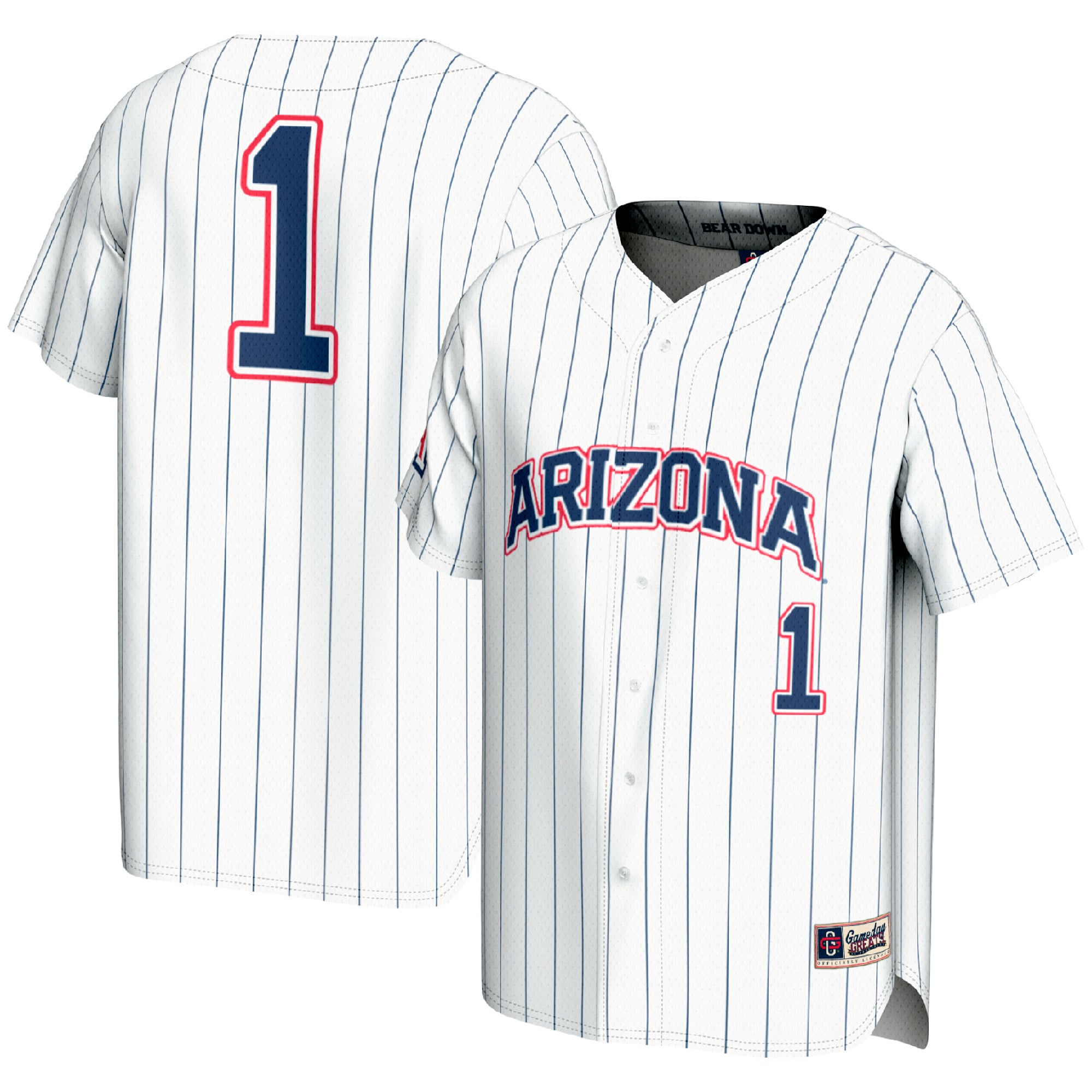 #1 Arizona Wildcats GameDay Greats Youth Lightweight Baseball Fashion Jersey - White