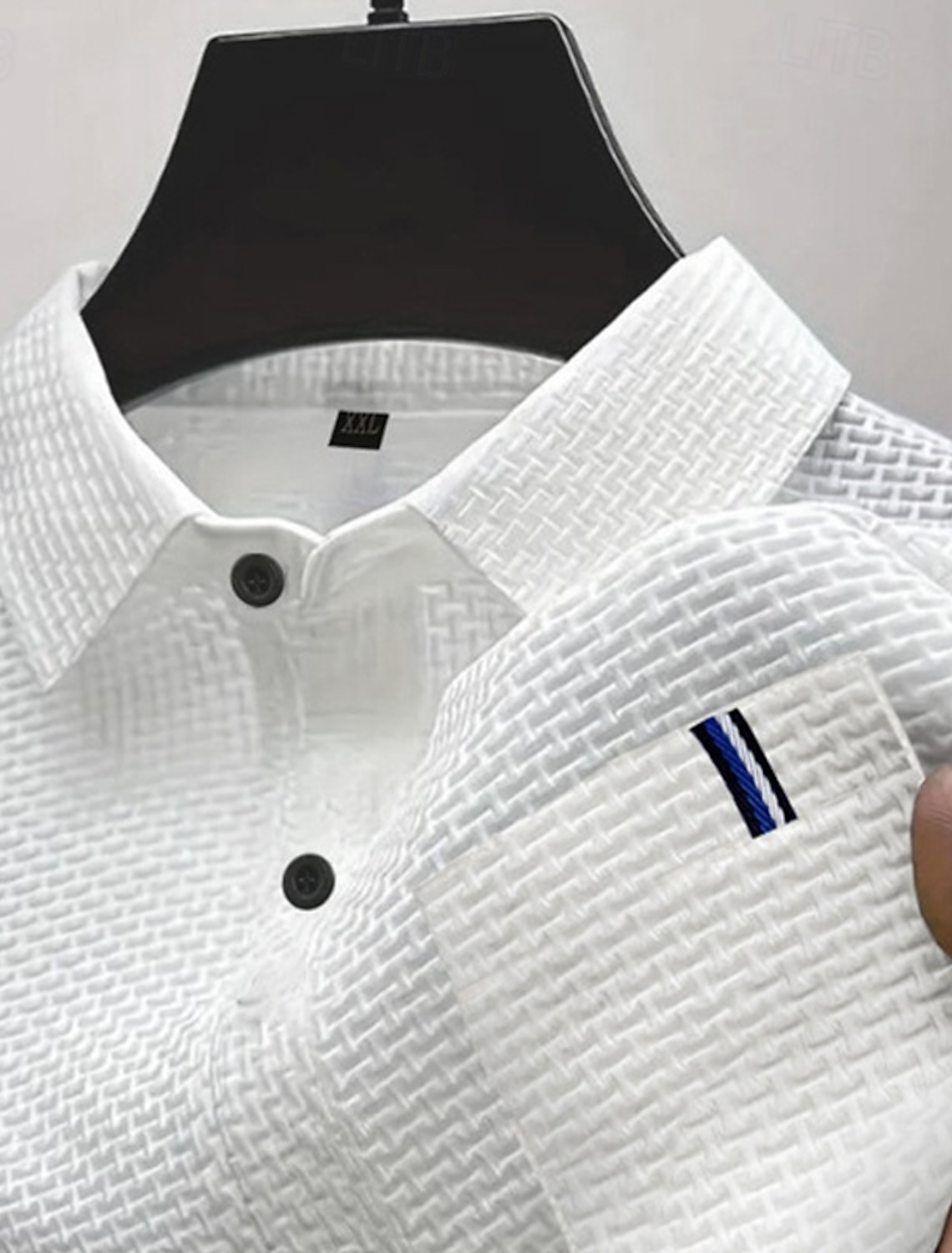 Multi Packs 3pcs Men's Lapel Short Sleeves White+Black+Blue Ice Silk Seersucker Polo Button Up Polos Golf Shirt Jacquard Plain Vacation Daily Wear Polyester Summer