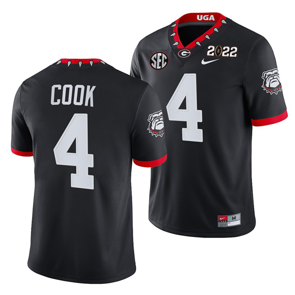 Men's UGA GA Black 2022 premium James Cook #4 comfortable Jersey