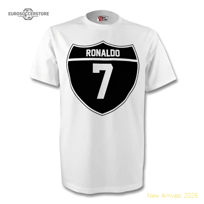 Popular Cristiano Ronaldo Real Madrid Crest Tee (White) - Kids