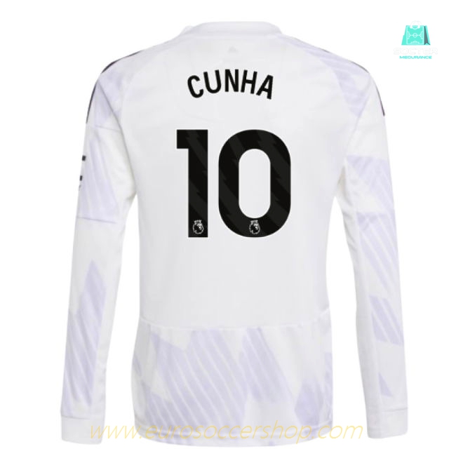 2025-2026 Man Utd Long Sleeve Away Shirt (Kids) (Cunha 10)