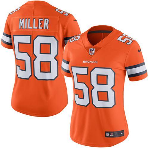 NFL D B Broncos Von Miller #58 Orange Limited Game Jersey - Premium