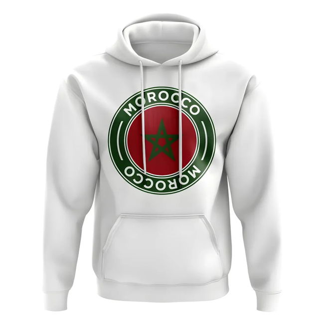 Climate-Control Morocco Football Badge Hoodie (White) Exclusive-Design