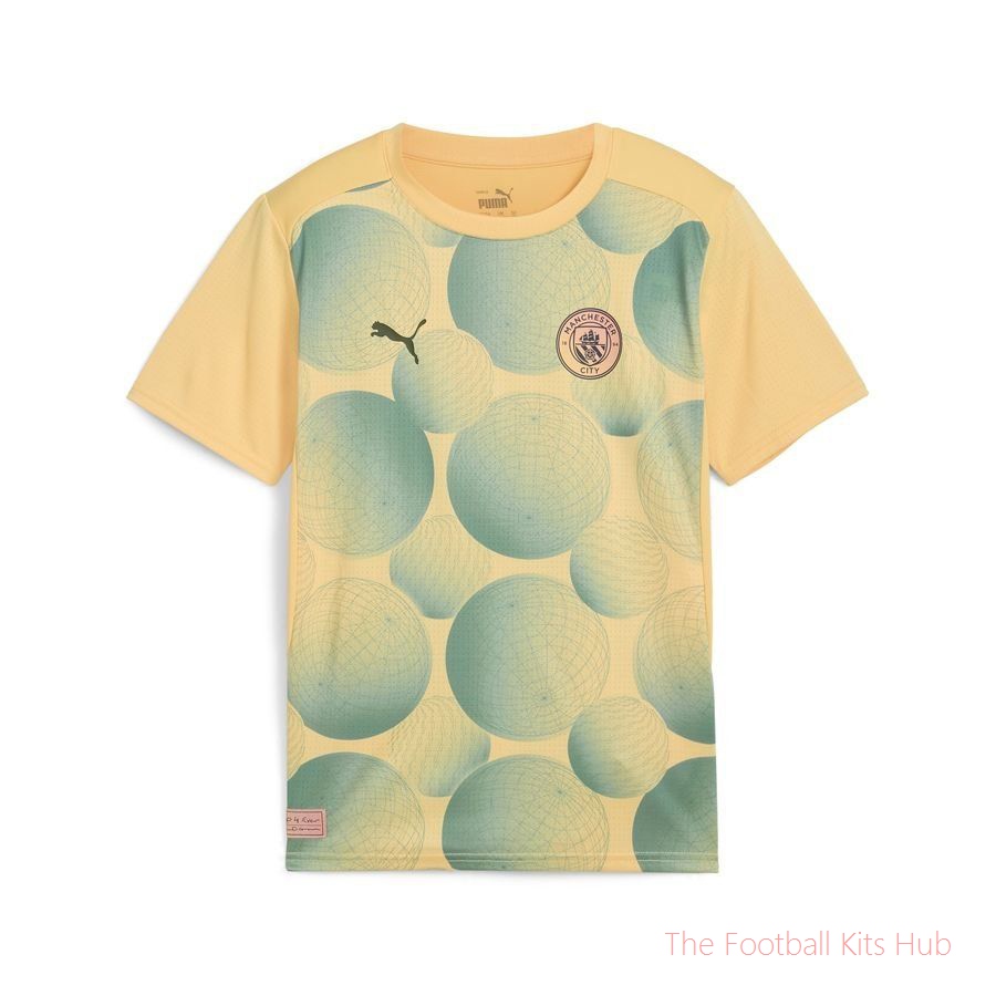 Manchester City Training T-Shirt Pre Match - Flaxen/Bold Blue Kids