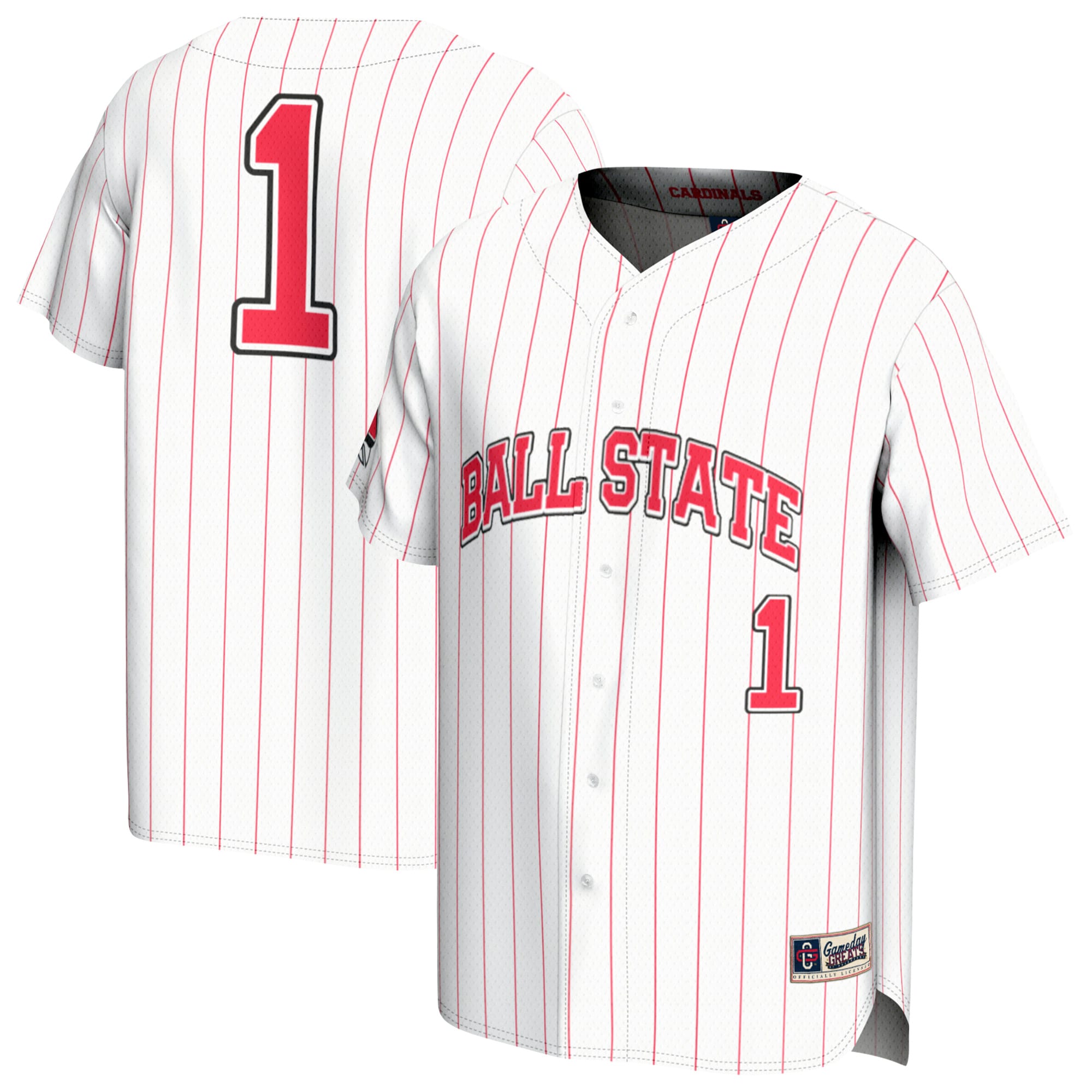 [NJP] Ball State Cardinals GameDay Greats Youth Lightweight Collegiate Baseball Fashion Jersey - White