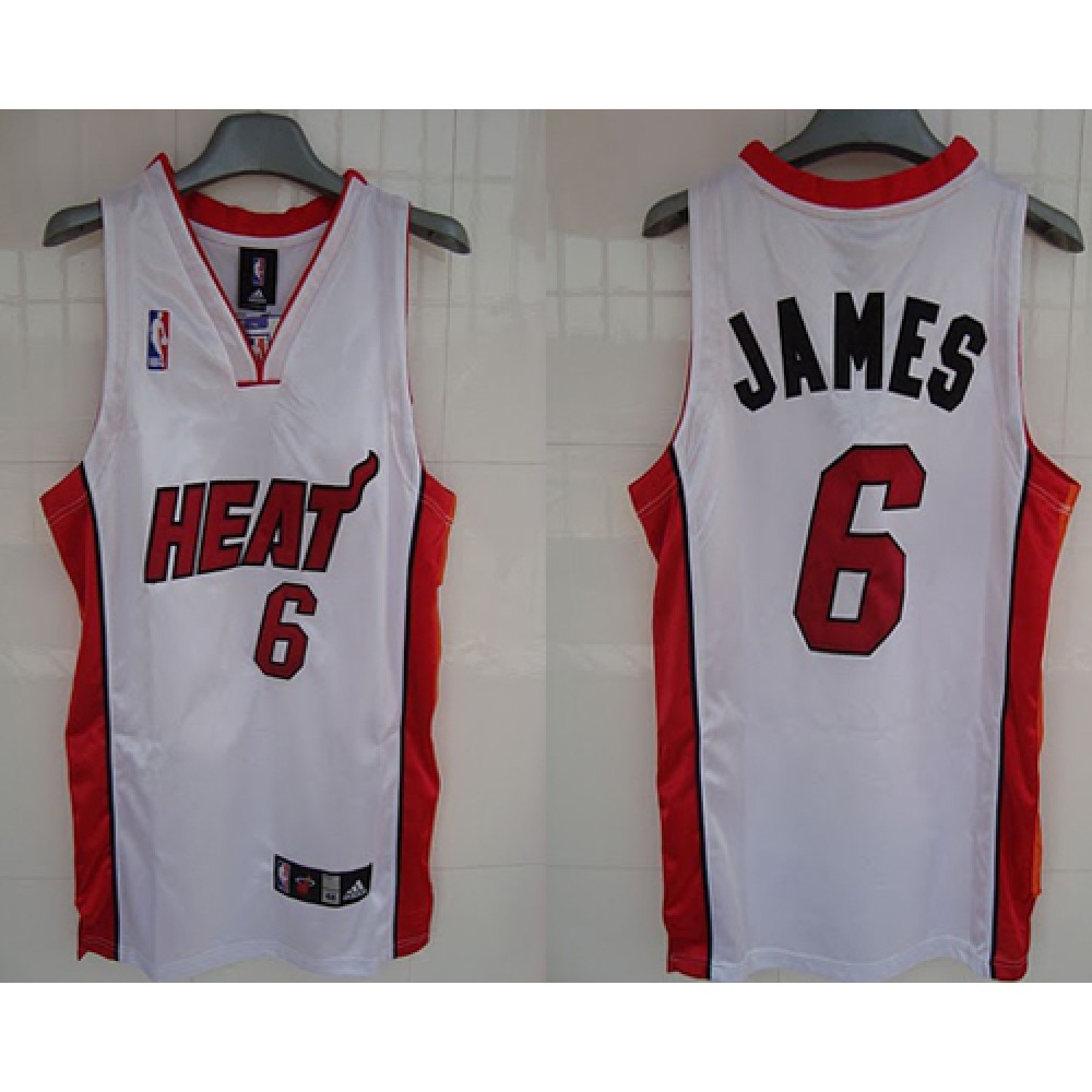 Budget-Friendly Men's Heat #6 LeBron White Basketball Jersey