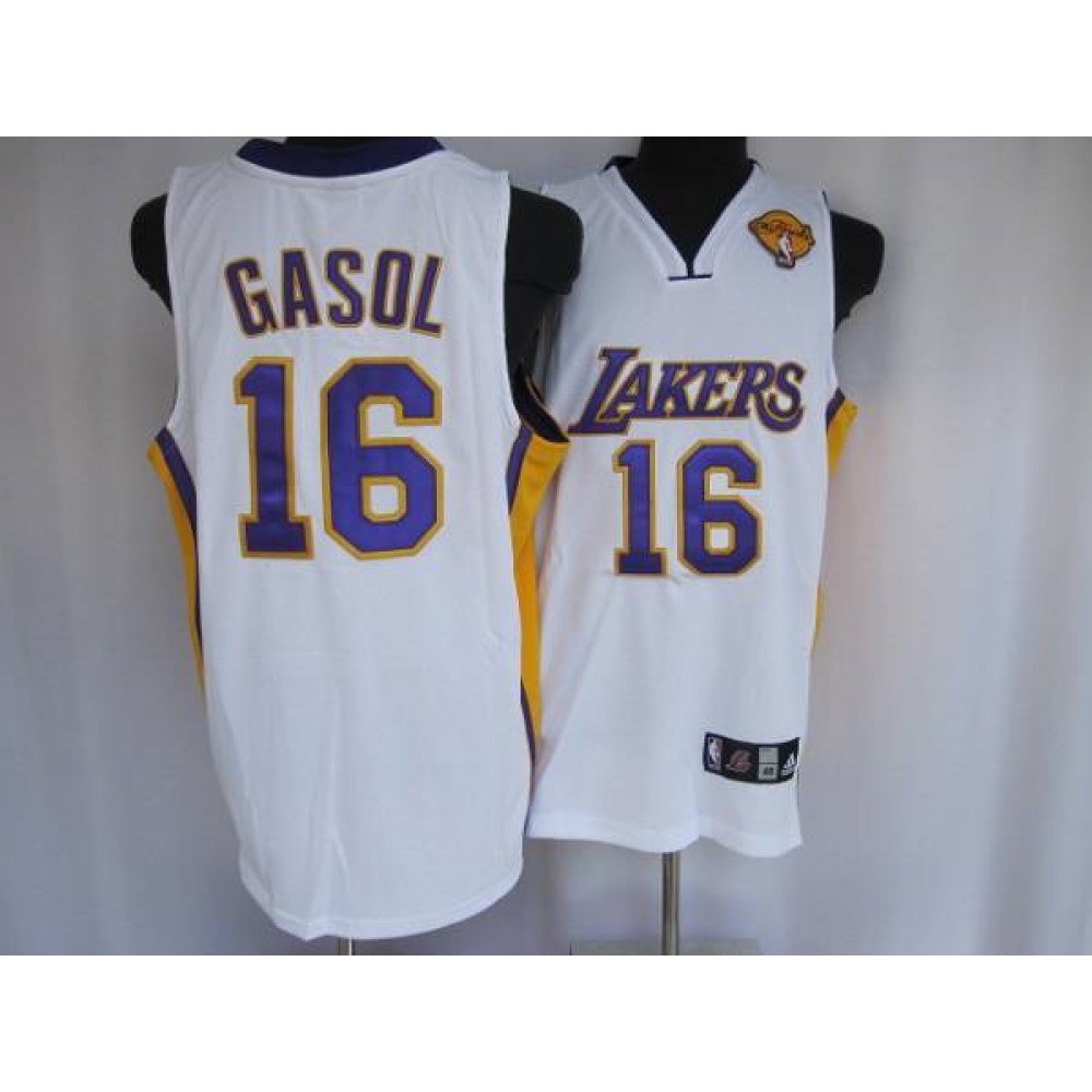 Fan Favorite Professional Men's Lakers #16 Pau White Basketball Jersey