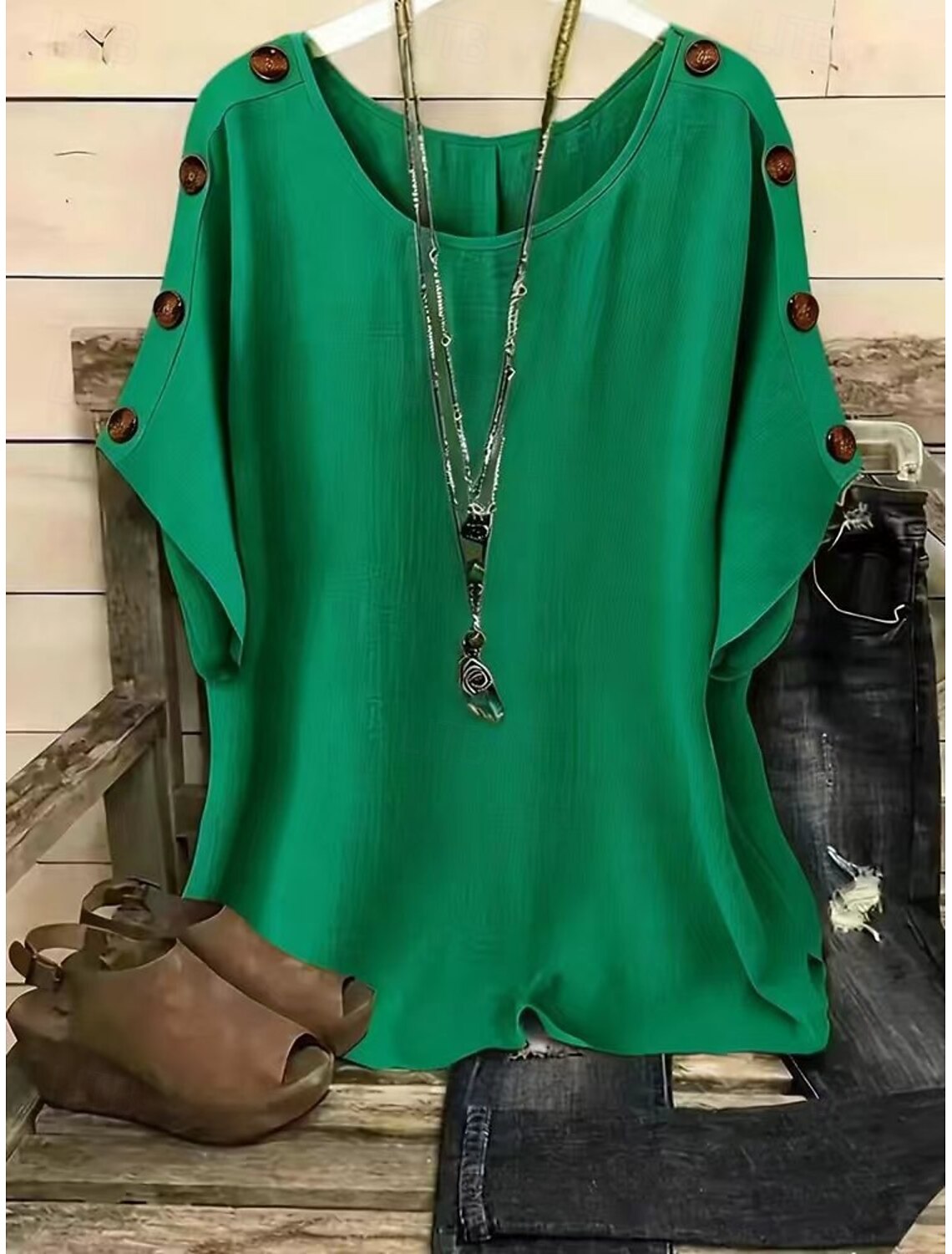Women's T Shirt Tee Top Buttons Plain Fashion Stylish Classic Short Sleeve Crew Neck Regular Tops Daily Going out Weekend Blue White Yellow Pink Orange Summer Spring