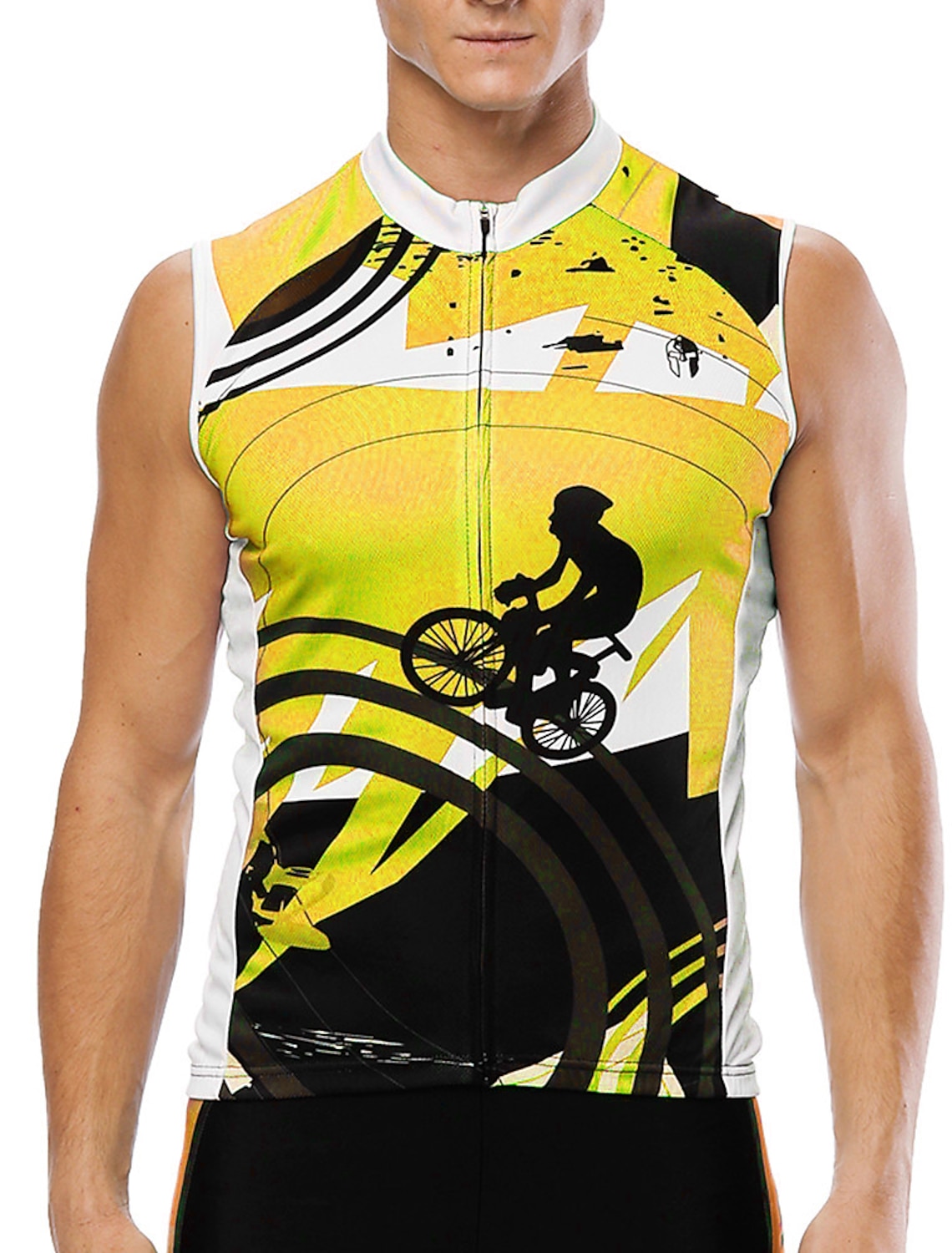 Men's Cycling Jersey Patterned Graffiti Funny Sleeveless Bike Jersey Top with 3 Rear Pockets UV Resistant Reflective Strips Compression Back Pocket Sports Blue Yellow Red Clothing Apparel