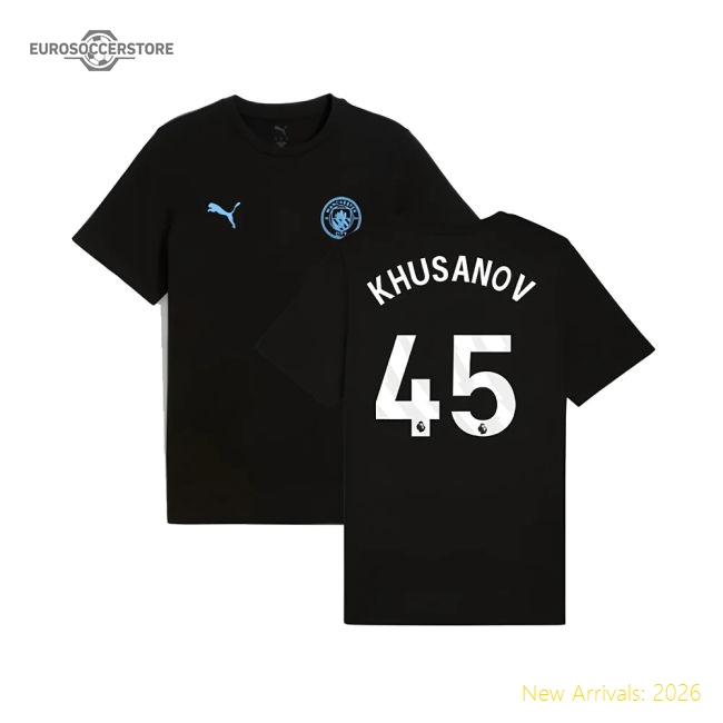 Authentic 2025-2026 Man City Ftbless Tee (black) (khusanov 45)