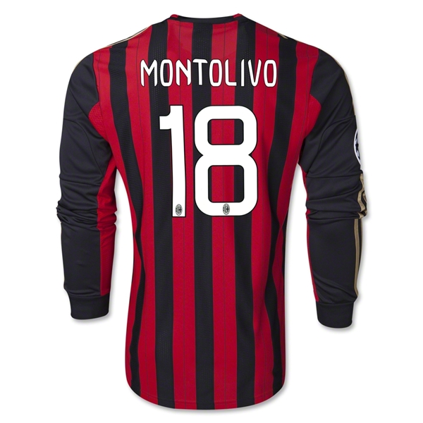 1314 AC Milan 18 MONTOLIVO Home Long Sleeve Shirt - Official Replica