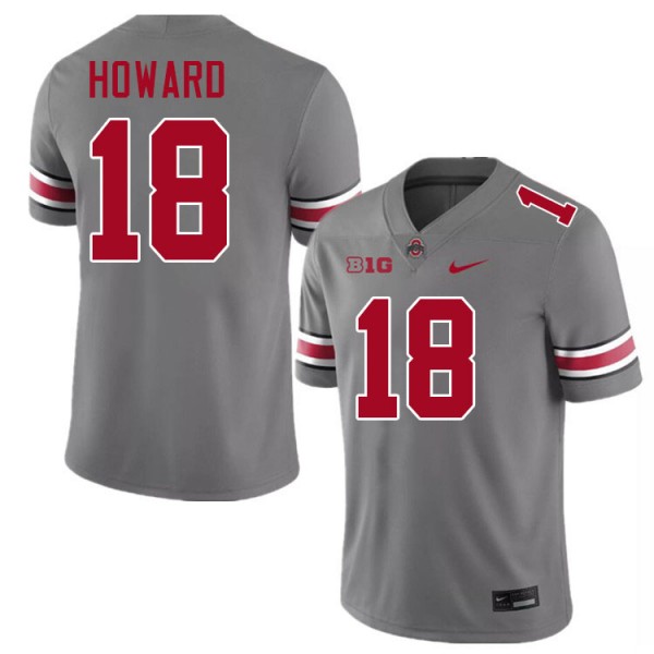 Men Ohio State Buckeyes #18 Will Howard Grey Nike Stitch Jersey