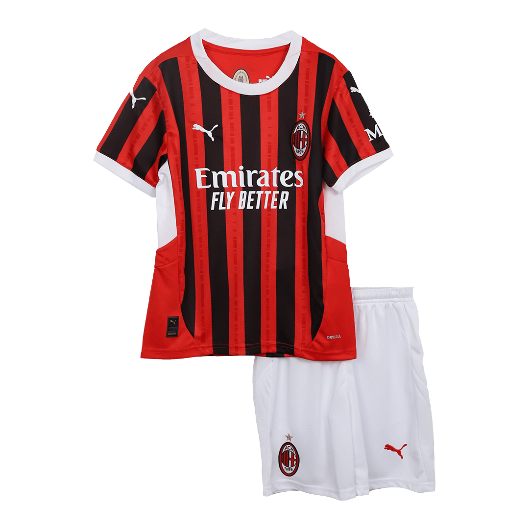 Kid's AC Milan Home Soccer Jersey Kit(Jersey+Shorts) 2024/25Authentic
