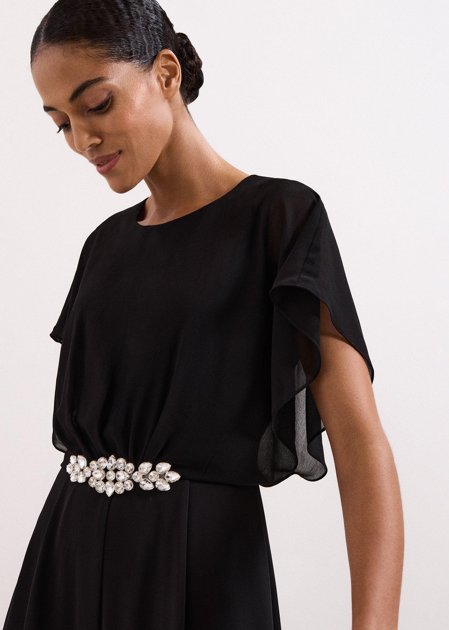 Velma Black Jewelled Belt Jumpsuit