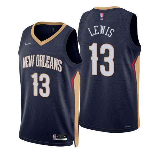 Nike New Orleans Pelicans #13 Kira Lewis Jr. Navy Mens 2021-22 NBA 75th Anniversary Diamond Swingman Jersey ¨C Icon Edition Mens