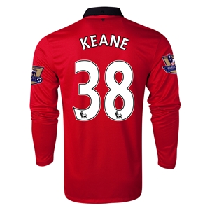 13-14 Manchester United 38 KEANE Home Long Sleeve Jersey Shirt -
