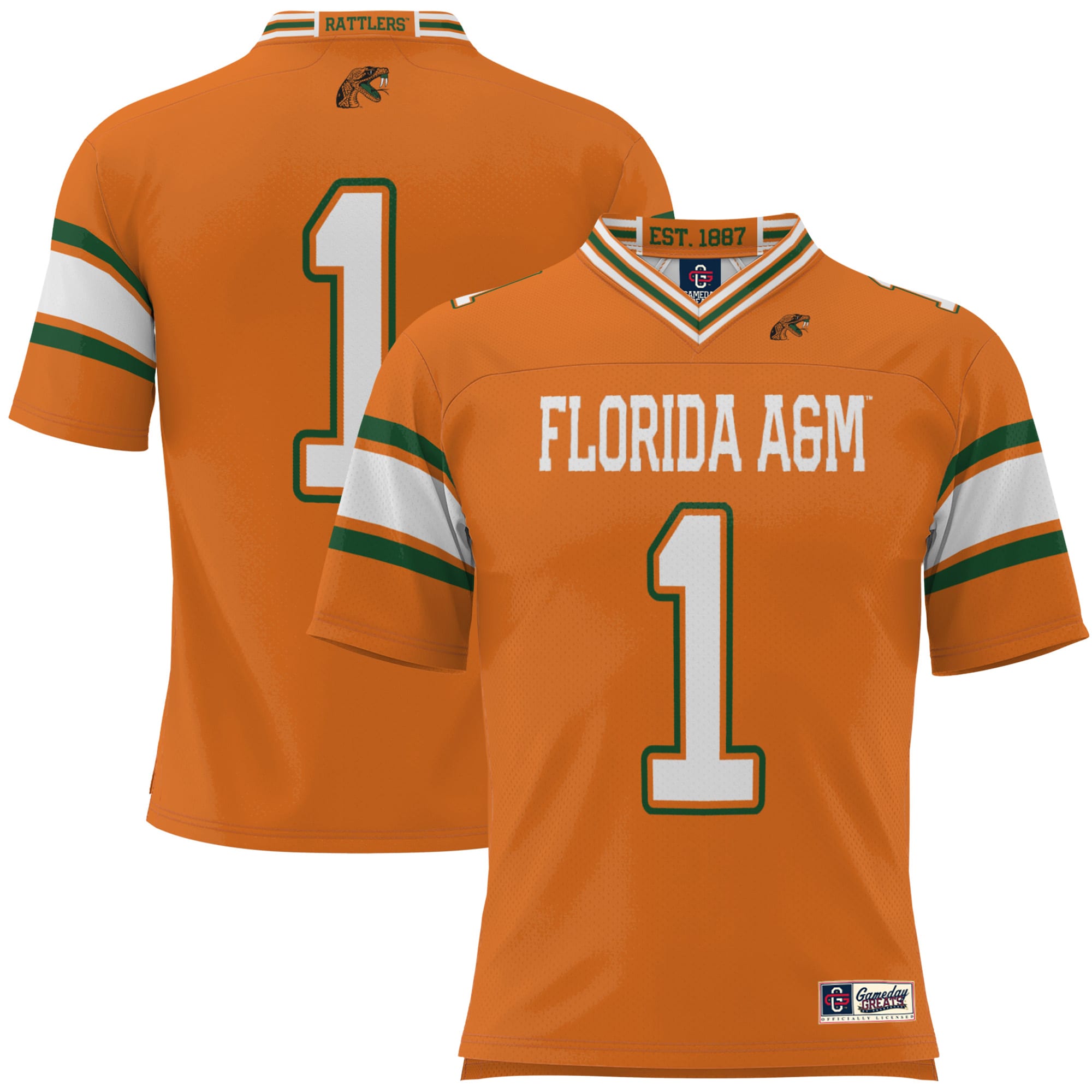 #1 Florida A&M Rattlers GameDay Greats Football Jersey - Orange