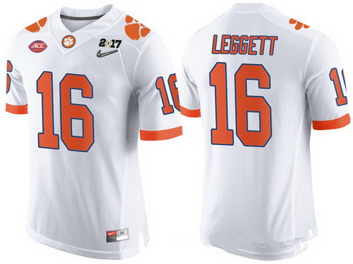 Men's Clemson Tigs #16 Jordan Leggett White 2017 premium comfortable