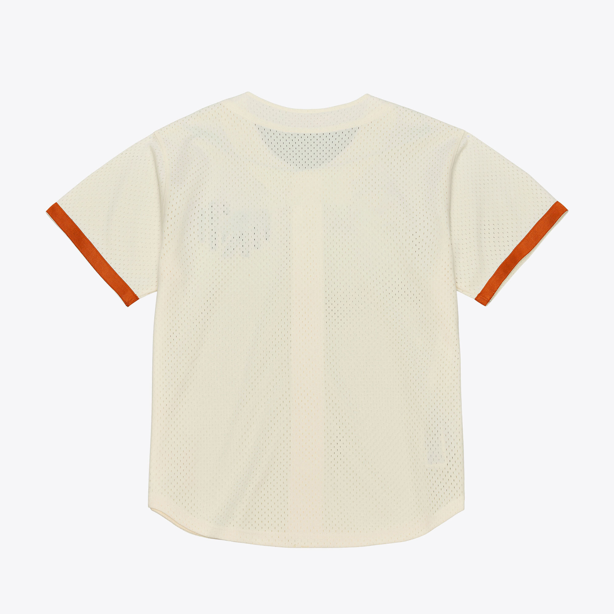 [NJP] Texas Longhorns Mesh Button-Up Batting Practice Baseball Jersey - Cream