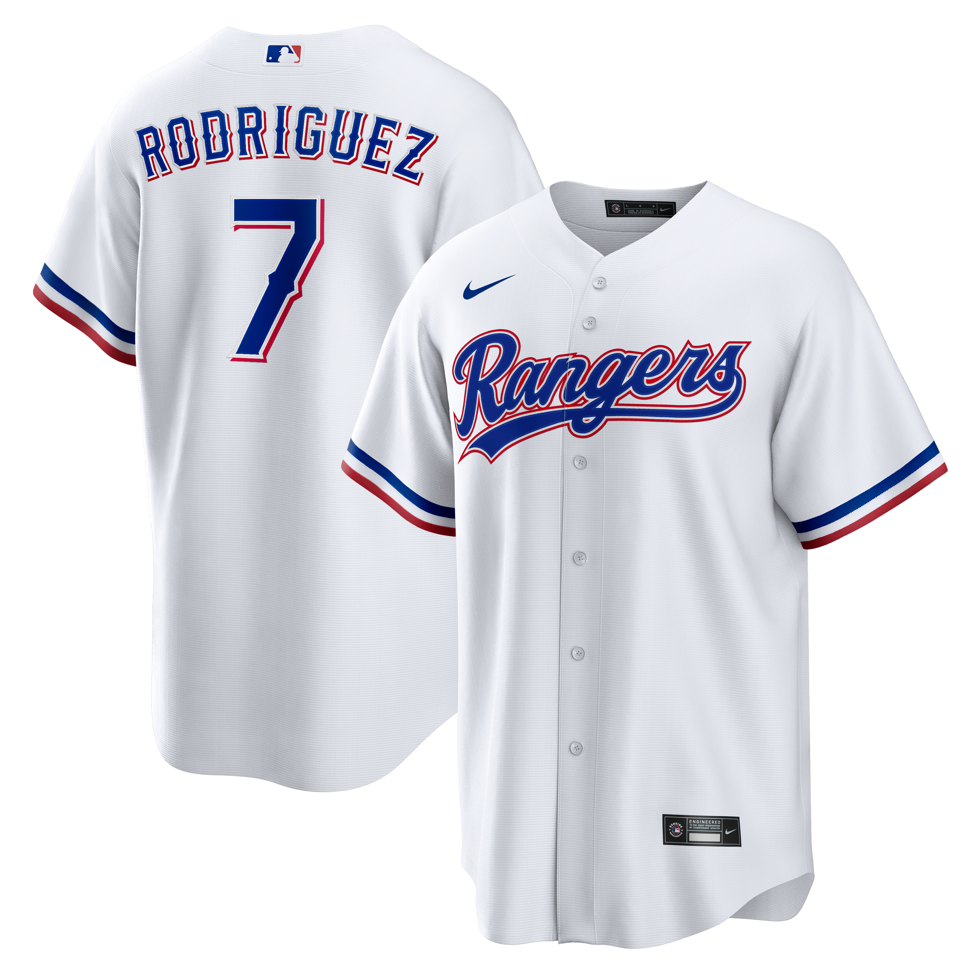 [SJH] Ivan Rodriguez Texas Rangers Home Retired Player Replica Jersey - White