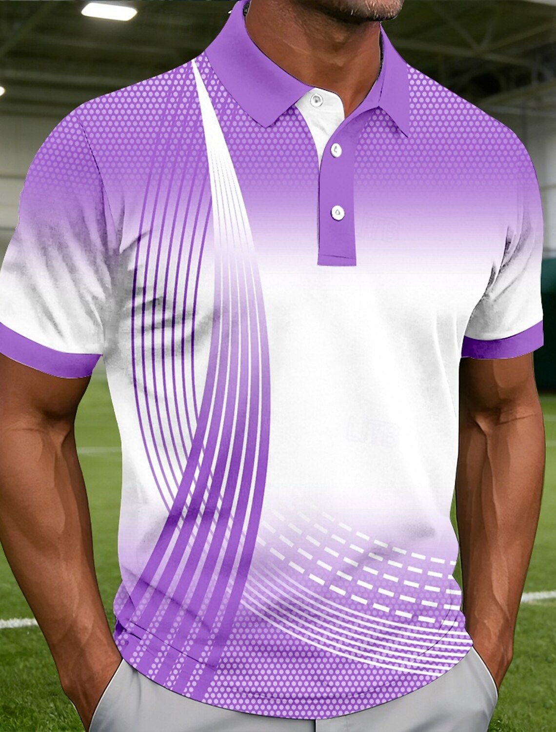 Men's Golf Line Polo Sports Shirts Short Sleeve Collared Casual