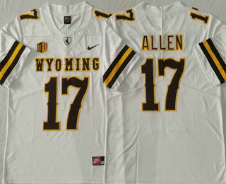 Men's WYO Cowboys White 2024 match worn Josh Allen #17 college