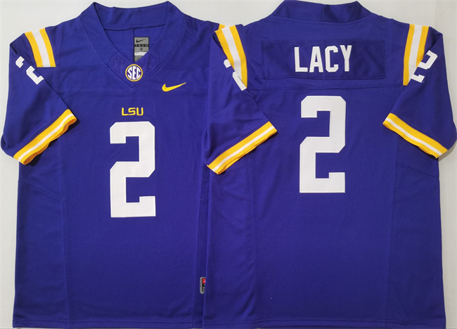 Men's LSU LA Tigers Purple 2024 team authorized Kyren Lacy #2