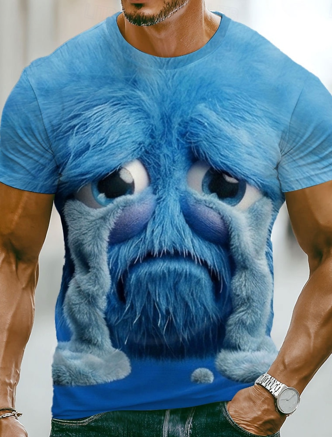 Men's 3D Human face T Shirt Short Sleeve T shirt 3D Print Crew Neck Shirt Exaggerated Designer Casual Daily Club Blue Black Red Summer Spring All Seasons Clothing Apparel S M L XL XXL XXXL