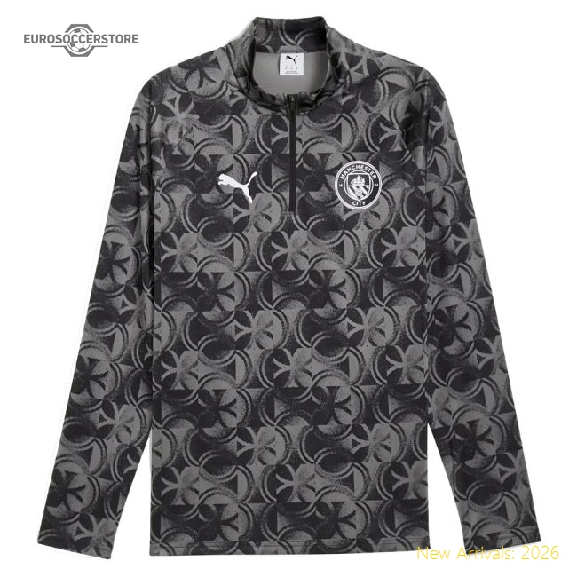 Performance 2025-2026 Man City Warm Up 14 Zip Top Black