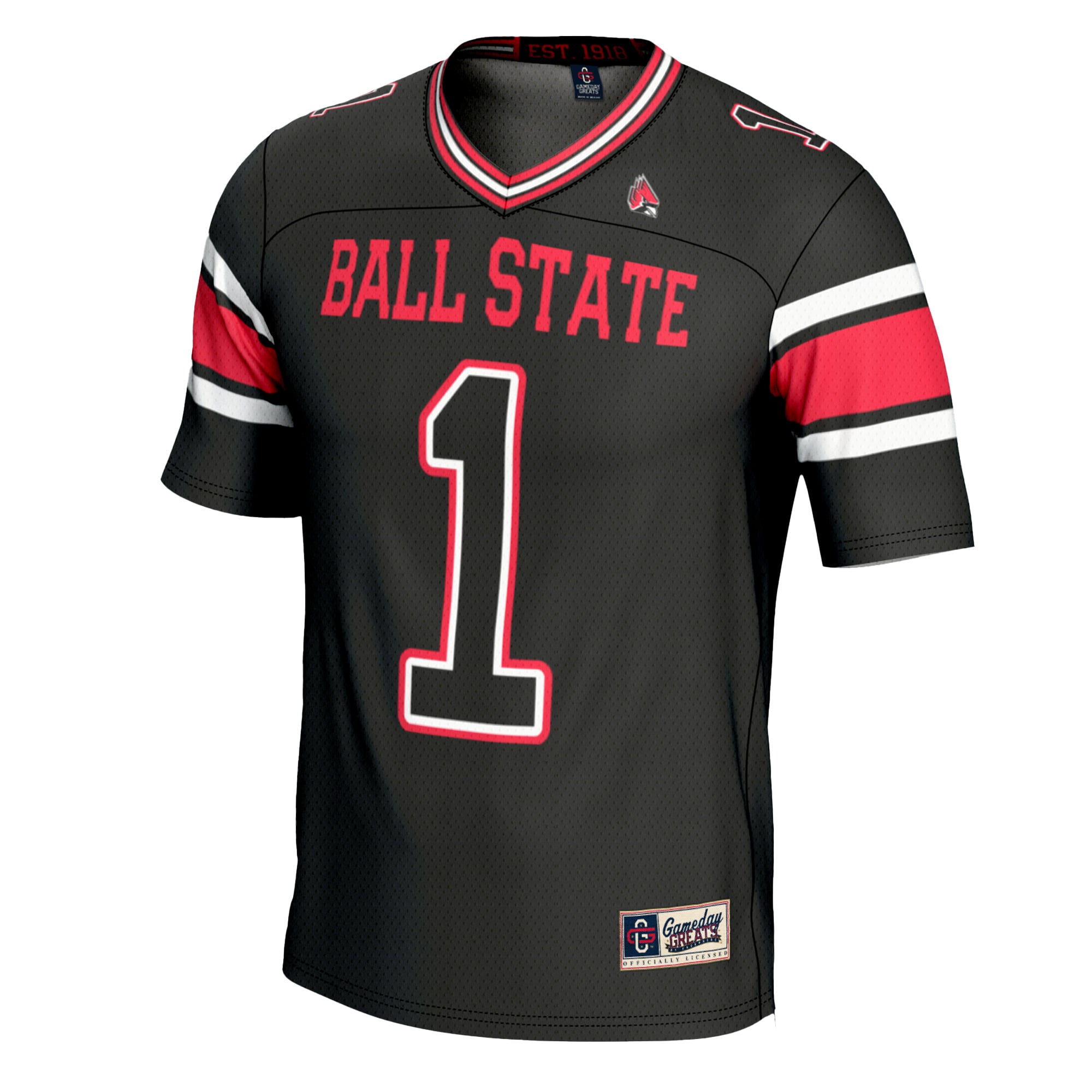 Men's #1 Black Ball State Cardinals Football Jersey