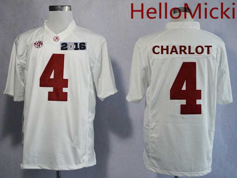 Men's Alabama Bama White 2016 match worn Daylon Charlot #4 official
