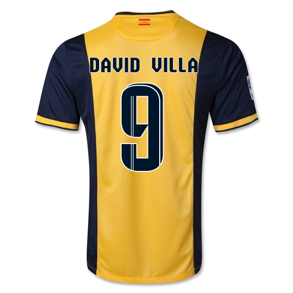 13-14 Atletico Madrid 9 David Villa Away Soccer Jersey Shirt -