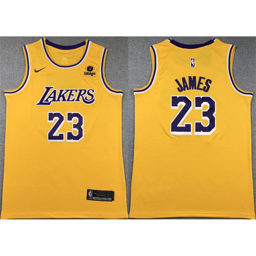 Affordable Men's LA Lakers #23 LeBron Yellow Basketball Jersey