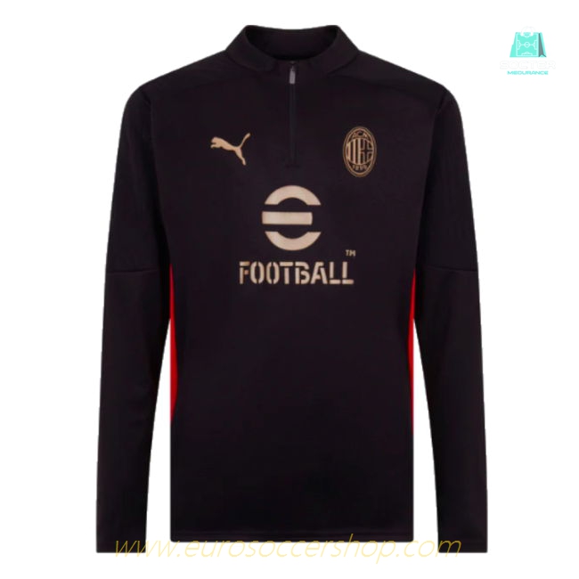 2024-2025 AC Milan Training 1/4 Zip Top (Black)