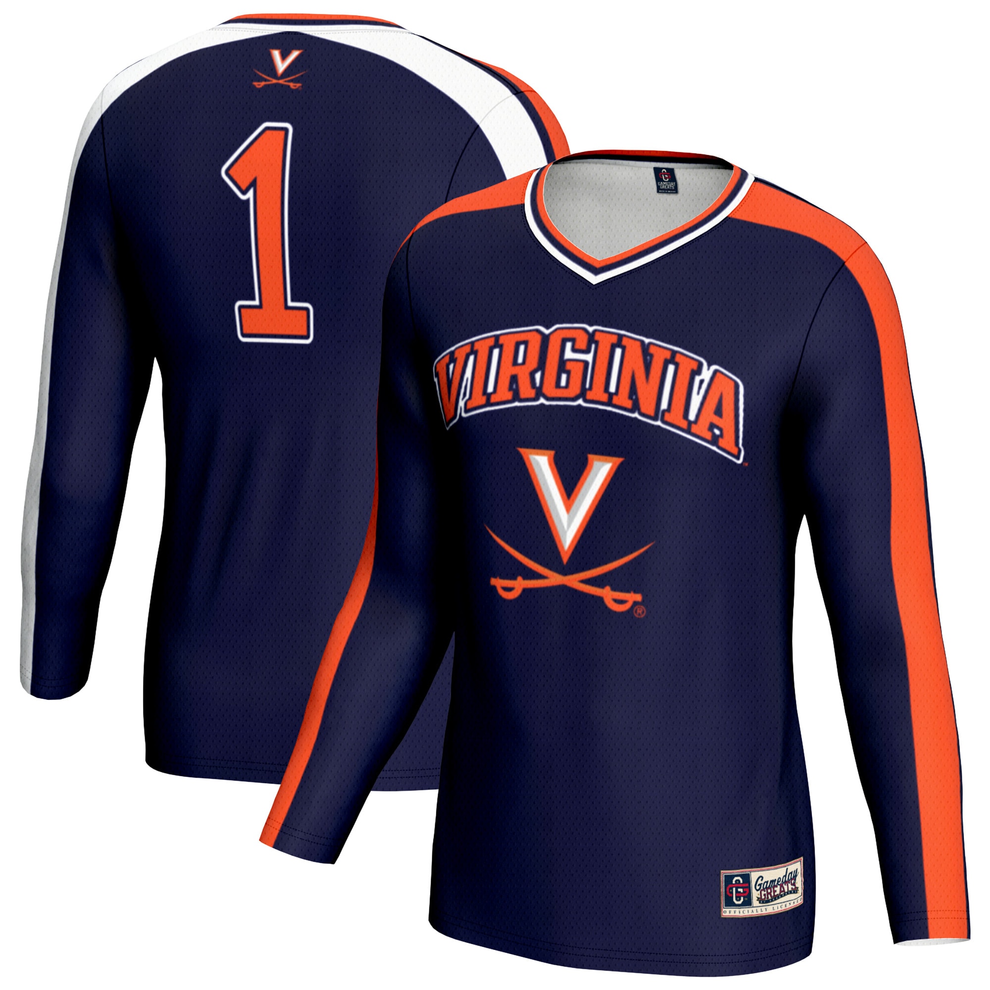 [NJP] Virginia Cavaliers GameDay Greats Unisex #1 Lightweight Volleyball Fashion Jersey - Navy