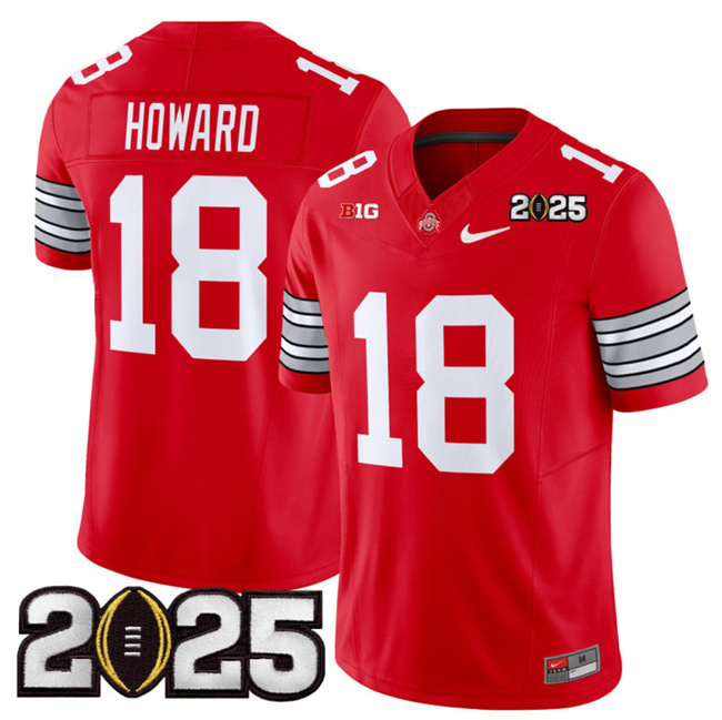 Men's OSU Buckeyes Will Howard #18 official Red 2025 breathable Jersey