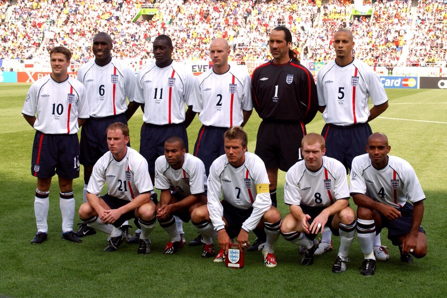 Official 2002 England Home White Retro Soccer Jersey Shirt