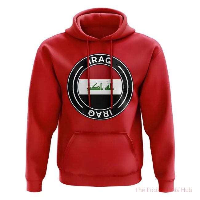 Men Iraq Football Badge Hoodie (Red)