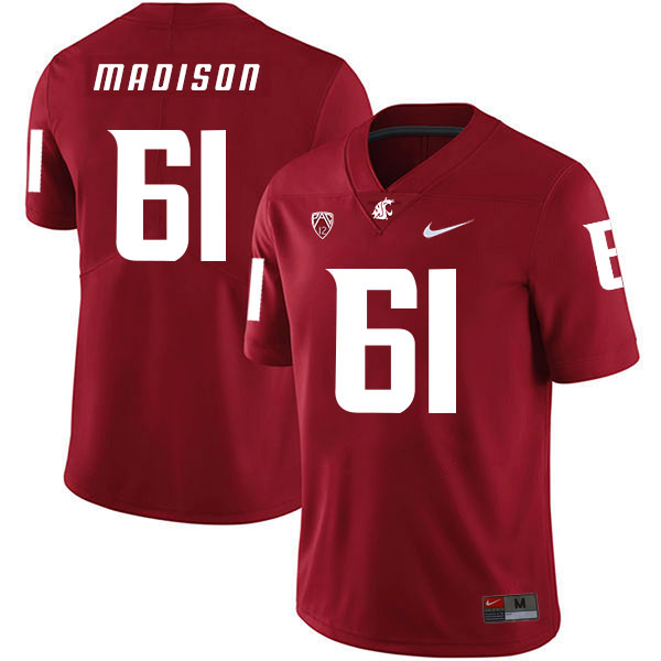 stitched Men's None Cole Madison #61 Red 2024 Football Jersey