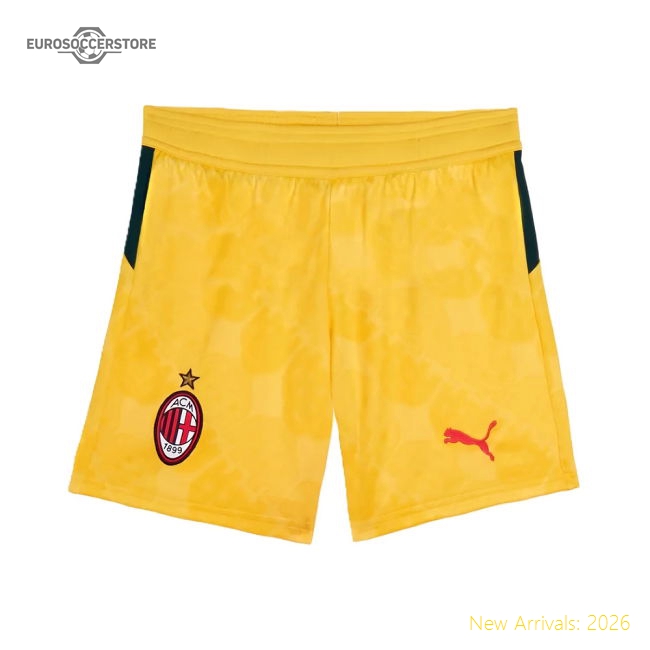 Official 2025-2026 Ac Milan Third Shorts (Yellow) - Kids