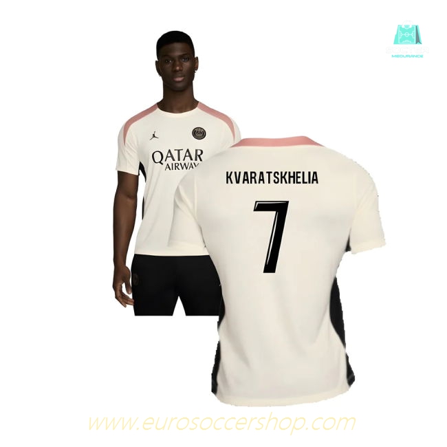 2024-2025 PSG Strike Dri-FIT Training Shirt (White) (Kvaratskhelia 7)
