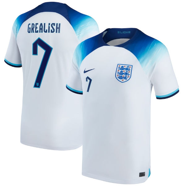 Professional Official England World Cup 2022 Home GREALISH Jerse